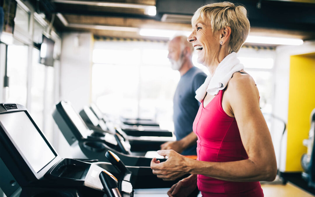 Woman and partner run on treadmill to increase their metabolic rate
